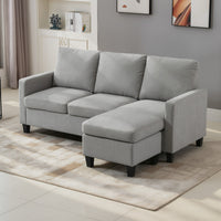 L-Shape Sofa, Modern Sectional Couch with Ottoman, Corner Sofa for Living Room, Light Grey