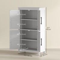 Farmhouse Bathroom Storage Cabinet, Bathroom Floor Cabinet with Barn Doors and Adjustable Shelf, White
