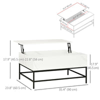 Lift Top Coffee Table with Hidden Storage Compartment Lift Tabletop Center Table for Living Room, White