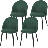 Modern Dining Chairs Set of 4, Upholstered Dining Room Chairs with Metal Legs, Shell Backrest, Padded Seat, Green
