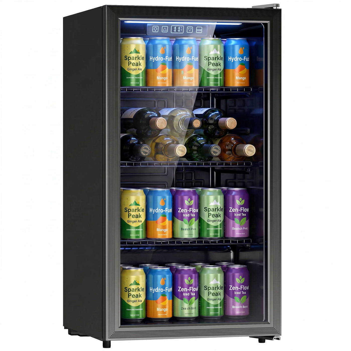 3.2 Cu.Ft Beverage Refrigerator, 139 Can Beverage Fridge Cooler with Double-Layer Glass Door