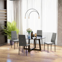 Set of 4 Modern Style Dining Chairs, Button Tufted High Back Side Chairs with Upholstered Seat, Steel Legs for Living Room, Kitchen, Study, Bedroom, Grey