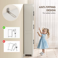 67" Tall Bathroom Storage Cabinet, Modern Freestanding Bathroom Cabinet with Glass Doors and Adjustable Shelves, White
