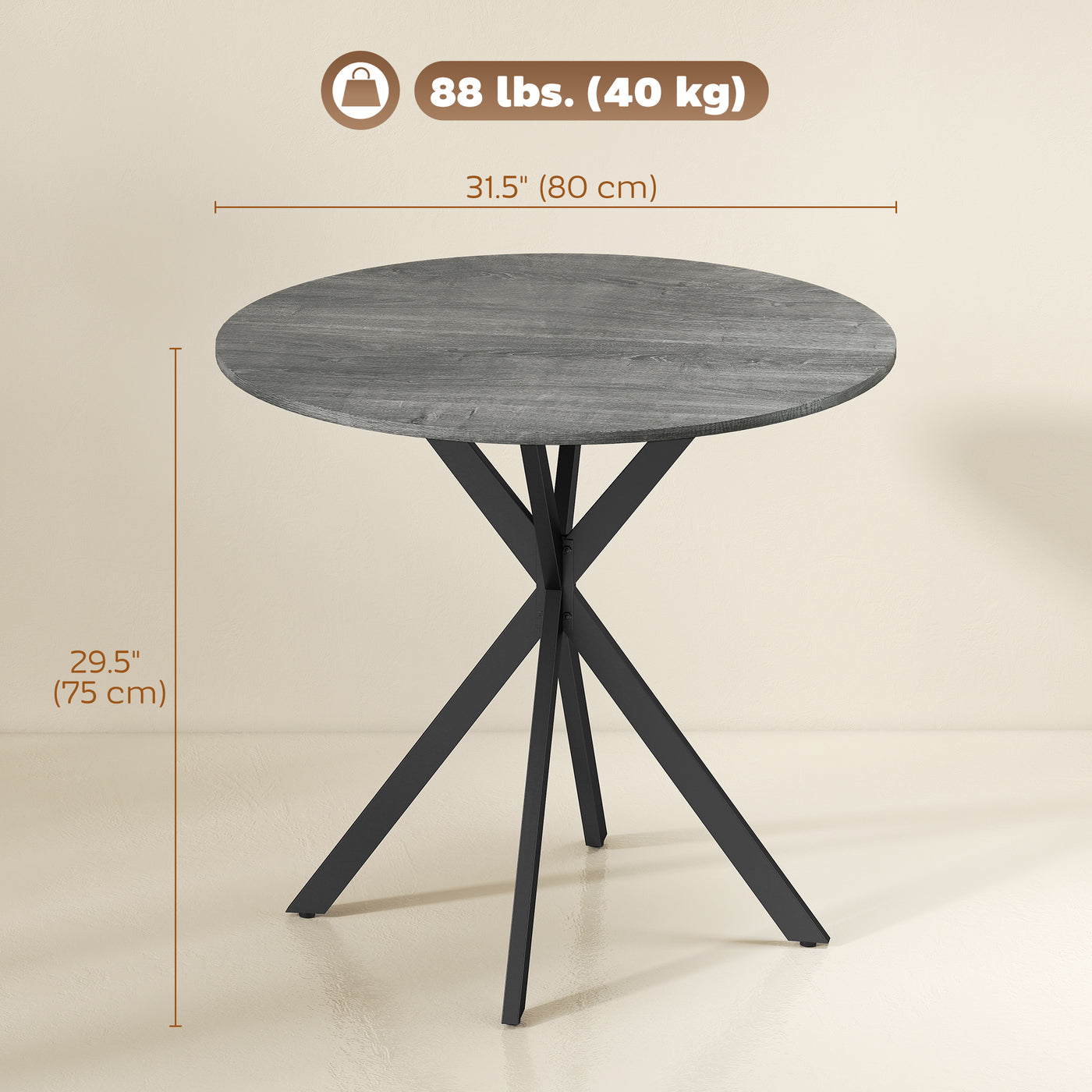 31.5" Industrial Round Dining Table - Distressed Grey