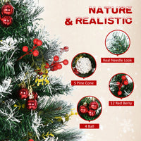 2 Foot/23 inch 2 Pack Prelit Artificial Christmas Tree Cordless with 70 Branches, Warm White LED lights, Red Berries, Pine Cones, Balls, for Outdoor Entryway, Green