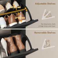 Shoe Cabinet with 2 Flip Drawers, Narrow Shoe Storage Cabinet, Black
