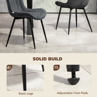 Dining Chairs Set of 4, PU Leather Upholstered Kitchen Chairs with Backrest and Steel Legs, Black