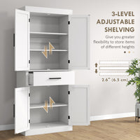 72" Kitchen Storage Cabinet, Farmhouse Kitchen Pantry Cabinet with 4 Barn Doors, Drawer, Adjustable Shelves, White