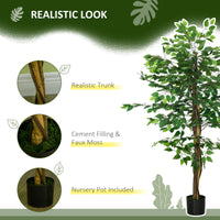 5ft Artificial Tree Ficus, Indoor Fake Plant with Pot, for Home Decor