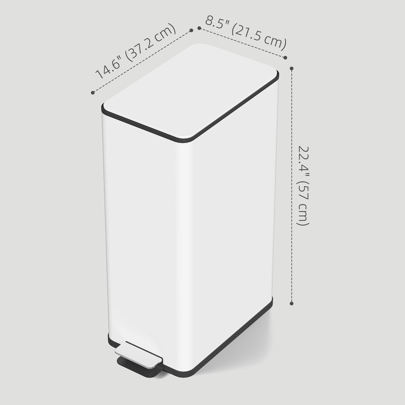 5.3 gal/20 L Stainless Steel Kitchen Garbage Can with Soft-close Lid, Foot Pedal, Fingerprint-Proof, White