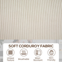 Three Seater Sofa, Fabric 3 Seater Couch with Spring Cushion and Cup Holders for Living Room, Bedroom, Cream White