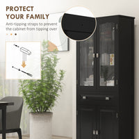 63" 4-Door Kitchen Pantry Cabinet, Freestanding Storage Cabinet Cupboard with Adjustable Shelves, Black
