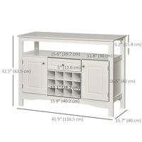 Modern Kitchen Buffet Bar Cabinet Storage Sideboard Dining Server with Drawer & 12-Bottle Wine Rack for Living Room, White