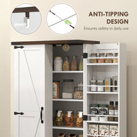 47" Kitchen Pantry Storage Cabinet, Farmhouse Kitchen Pantry Cabinet with Adjustable Shelves and Door Shelves, White