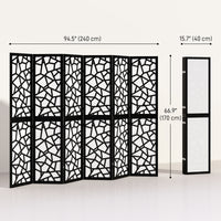 6 Panel Room Divider, 5.6 FT Lightweight Folding Privacy Screen with Geometric Pattern for Living Room, Bedroom, Black