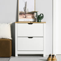 Shoe Storage Cabinet with 2 Flip Drawers and Adjustable Shelves for 6-12 Pairs of Shoes, White