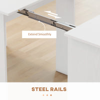 23.6"-70.9" Extendable Dining Table for 6-8 People, Space-Saving Rectangular Kitchen Table for Small Spaces, Dining Room, Kitchen, Living Room, White