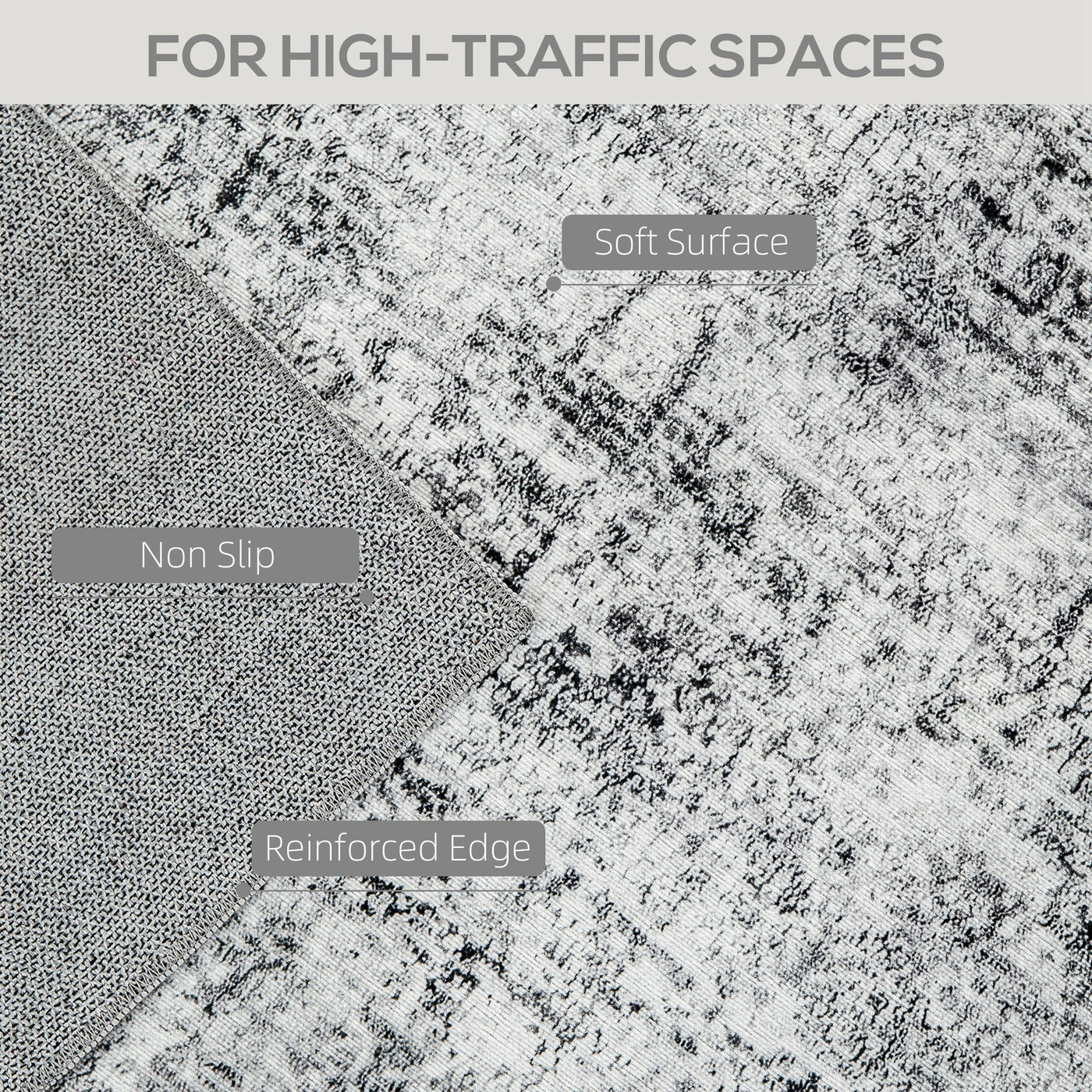 Area Rug for Living Room 8x10, Modern Abstract Machine Washable Rug, Non-Slip Carpet for Bedroom, Dining Room, Grey