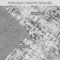 Area Rug for Living Room 8x10, Modern Abstract Machine Washable Rug, Non-Slip Carpet for Bedroom, Dining Room, Grey