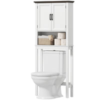 Over The Toilet Storage, Bathroom Cabinet Over Toilet with Open Shelf and Adjustable Bottom Bar, White