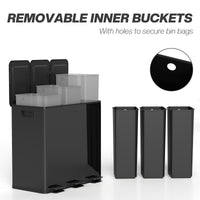 Garbage Bin, Soft-Close Trash Can with Foot Pedal, 3x5 Gallon (3x20 L) Garbage Can with Removable Inner Buckets, Black