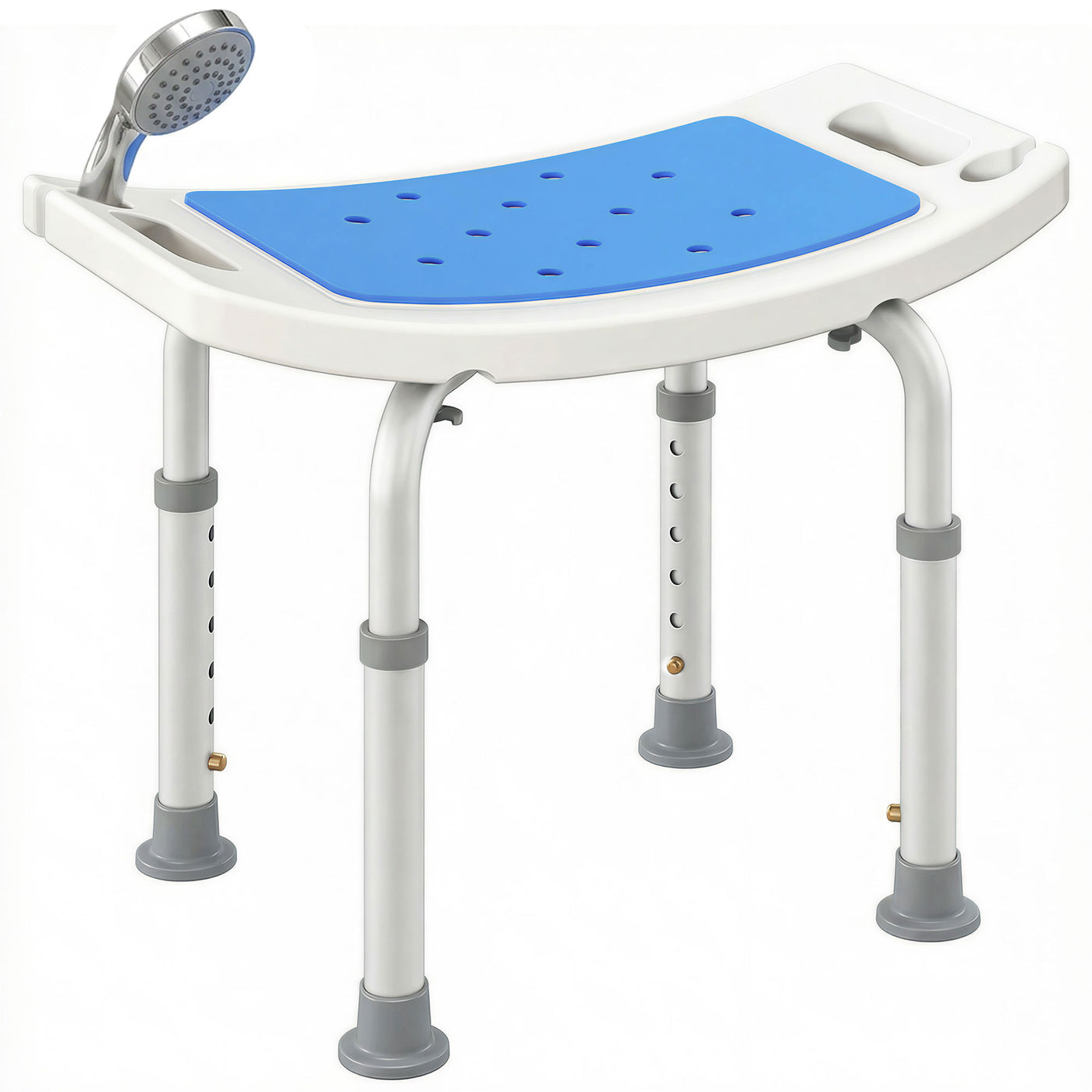 Height Adjustable Shower Chair, 20.5"W Aluminum Shower Stool for Inside Shower with Suction Cup Feet, EVA Padded Bath Seat for Senior, Elderly, Disabled