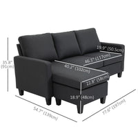 L-Shape Sofa, Modern Sectional Couch with Ottoman, Corner Sofa for Living Room, Dark Grey