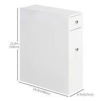 Space Saving Toilet Paper Cabinet, Narrow Bathroom Cabinet with Drawers and Hidden Storage, White