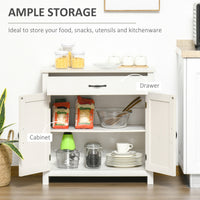 Farmhouse Sideboard Buffet Cabinet, Storage Cabinet with Barn Doors, Distressed White