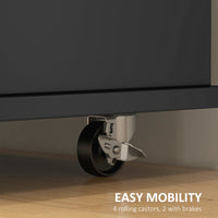 Kitchen Island on Wheels, Kitchen Cart with Drop Leaf, Drawers, Black