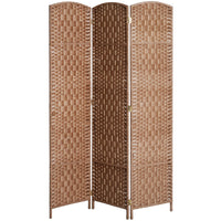 6ft Folding Room Divider, 3 Panel Wall Partition with Wooden Frame for Bedroom, Home Office, Natural
