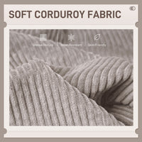 Modern Couch, 3 Seater Sofa, Corduroy Loveseat with Rubberwood Legs and Extra-Wide Seat, Light Grey