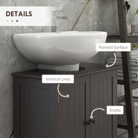 Bathroom Vanity, 24" Pedestal Sink Bathroom Vanity Furniture with 2 Doors and Shelf, Coffee