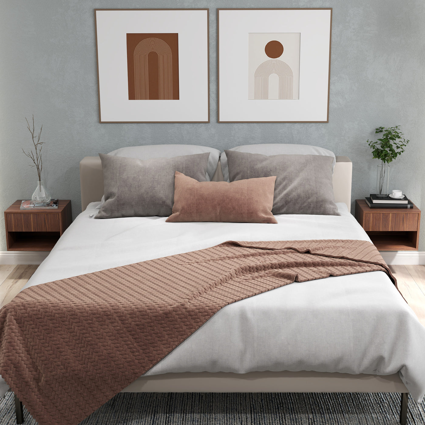 Floating Nightstand Set of 2, Wall Mounted Bedside Table with Drawer for Bedroom, Brown