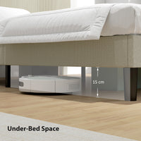 King Size Bed Frame with Adjustable Upholstered Headboard Platform Bed Frame Wood Slat Support Noise Free Light Grey