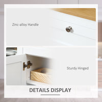 Buffet Cabinet Sideboard with 2 Drawers, 3 Storage Cabinets, Glass Doors and Adjustable Shelves, White