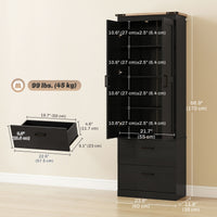 67" Tall Kitchen Pantry Storage Cabinet, Kitchen Pantry Cabinet with Doors, Drawers and Adjustable Shelves, Black