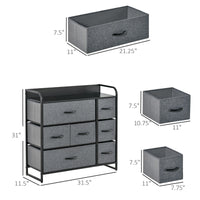 7-Bin Dresser Storage Tower Cabinet Organizer Unit, Easy Pull Fabric Bins with Metal Frame