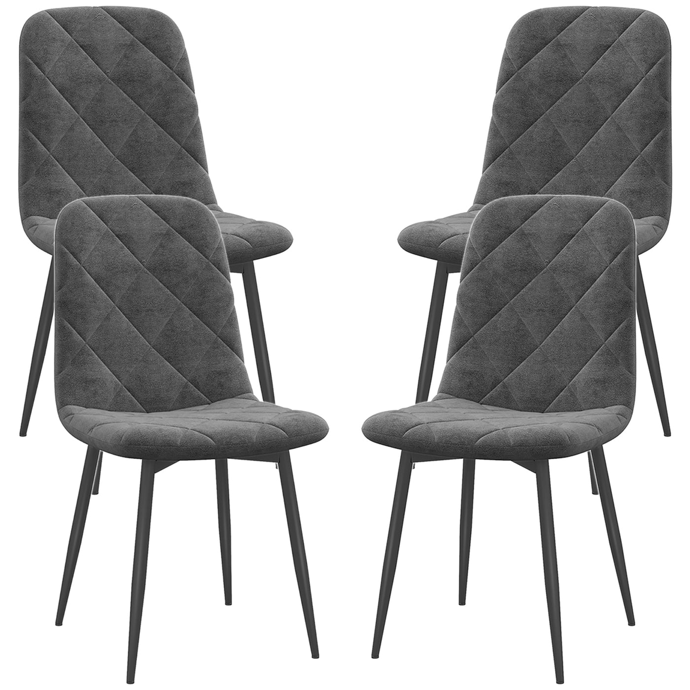 Dining Chairs Set of 4, Upholstered Dining Room Chairs with Steel Legs, Modern Kitchen Chair for Dining Room, Grey