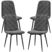 Dining Chairs Set of 4, Upholstered Dining Room Chairs with Steel Legs, Modern Kitchen Chair for Dining Room, Grey