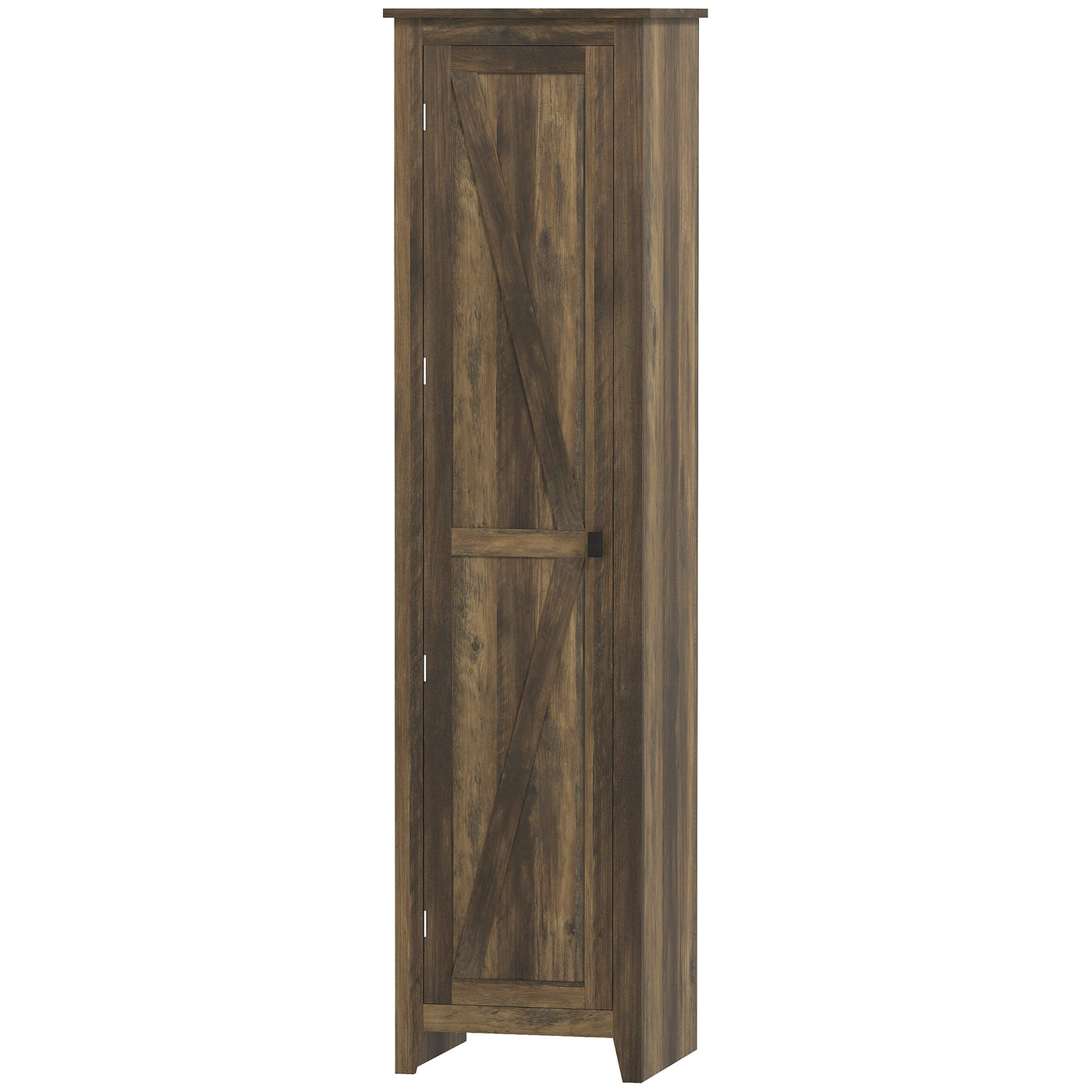 67" Farmhouse Kitchen Pantry Storage Cabinet with Barn Door, Kitchen Pantry Cabinet with Adjustable Shelves, Brown