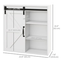Bathroom Medicine Cabinet, Wall Cabinet with Sliding Door and Adjustable Shelf, 22.8" x 7.8" x 24.4", White