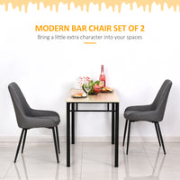 Upholstered Kitchen Chairs, Modern Dining Chairs Set of 2 with Diamond Tufting and Steel Legs for Dining Room, Grey