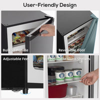 7.0 Cu.Ft Upright Freezer, Compact Stand Up Freezer with 6 Adjustable Shelves, Reversible Door for Home Office, Silver