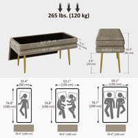 39" Storage Ottoman, Velvet End of Bed Bench with Steel Legs, Foot Stool with Storage for Bedroom, Living Room, Beige