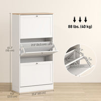 Modern Shoe Storage with 3 Flip Drawers and Adjustable Shelves, Shoe Cabinet Organizer for 12-18 Pairs of Shoes, White