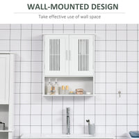Modern Wall Mount Bathroom Cabinet, Storage Organizer with 2 Door Cabinet and Shelf, White