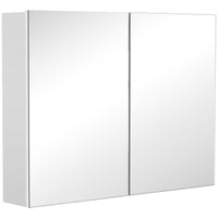 Bathroom Mirror Cabinet, Wall-Mounted Storage Organizer with Double Doors, Adjustable Shelf, White