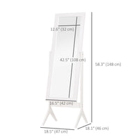 Full Length Mirror, Free Standing Full Body Mirror with Rectangular Frame, Adjustable Angle for Dressing Room, Bedroom, Living Room, White