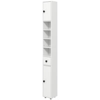 71" Tall Bathroom Storage Cabinet, Narrow Bathroom Cabinet with Open Shelves, 2 Door Cabinets, Adjustable Shelves, for Kitchen, Hallway, Living Room, White